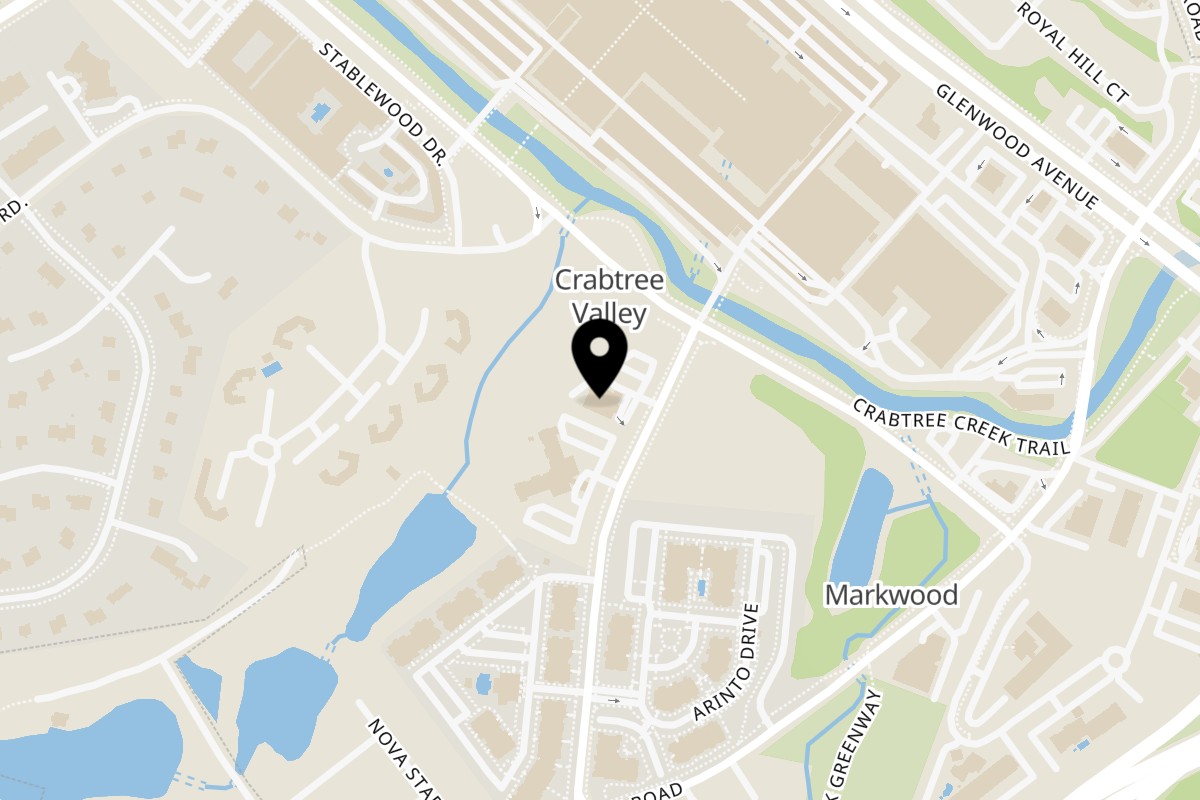Map showing the location of San Marcos Mexican Restaurant Raleigh on 5300 Homewood Banks Dr in Raleigh